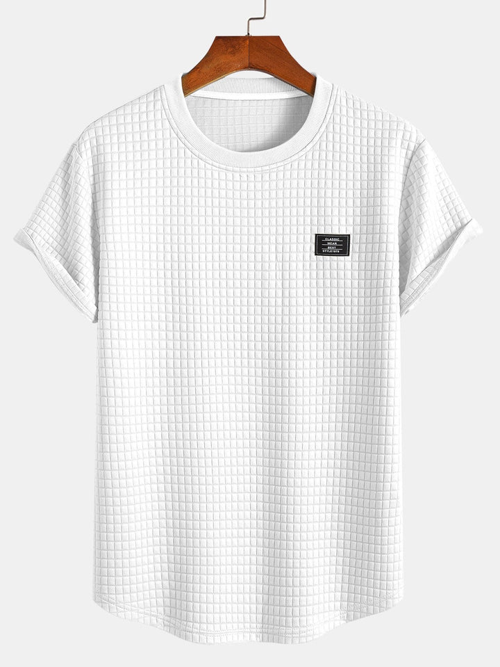 Kurzärmeliges Waffel-T-Shirt mit abgerundetem Saum & Shorts