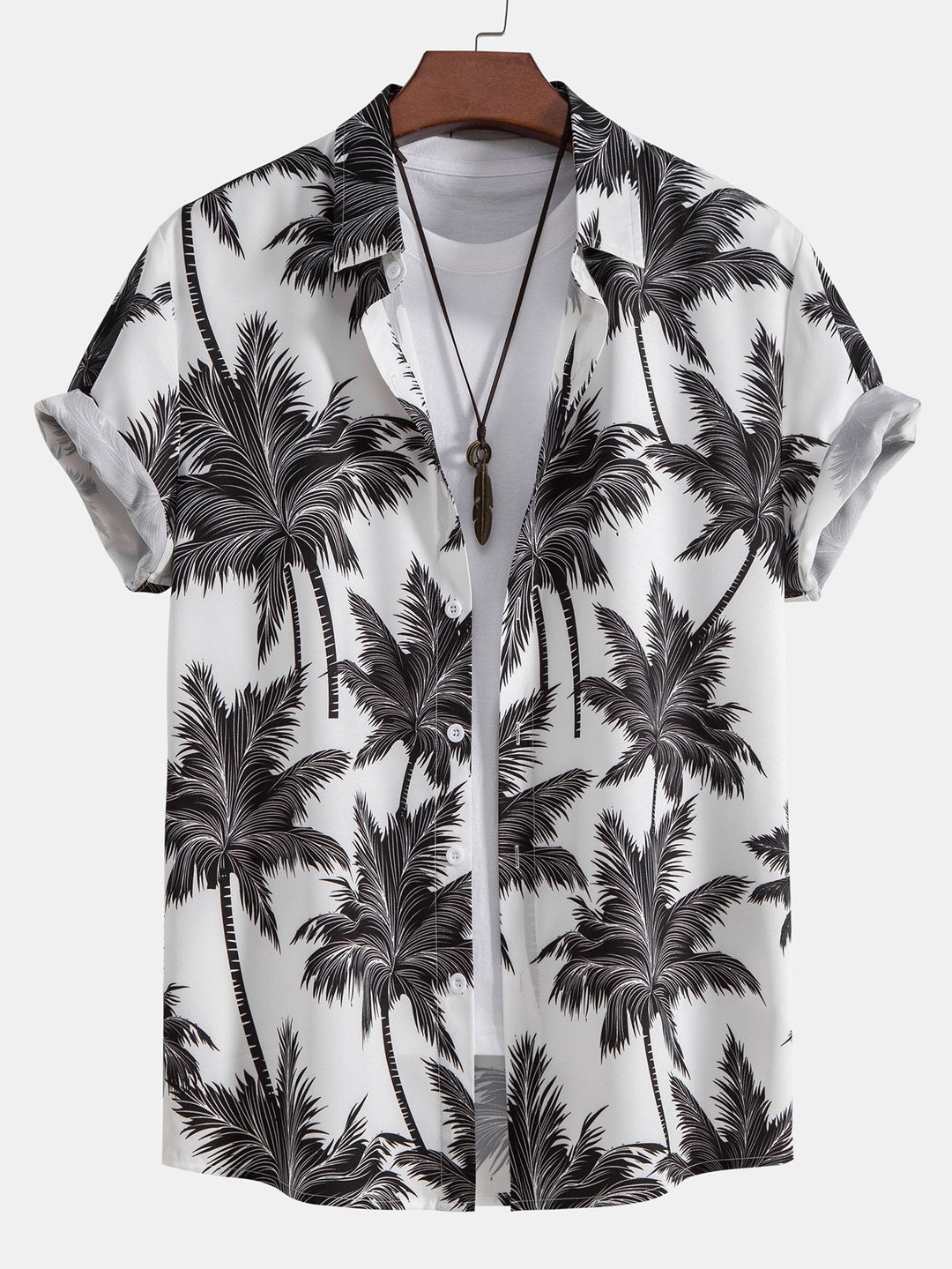 Palm Tree Print Hemd mit Knöpfen & Badeshorts