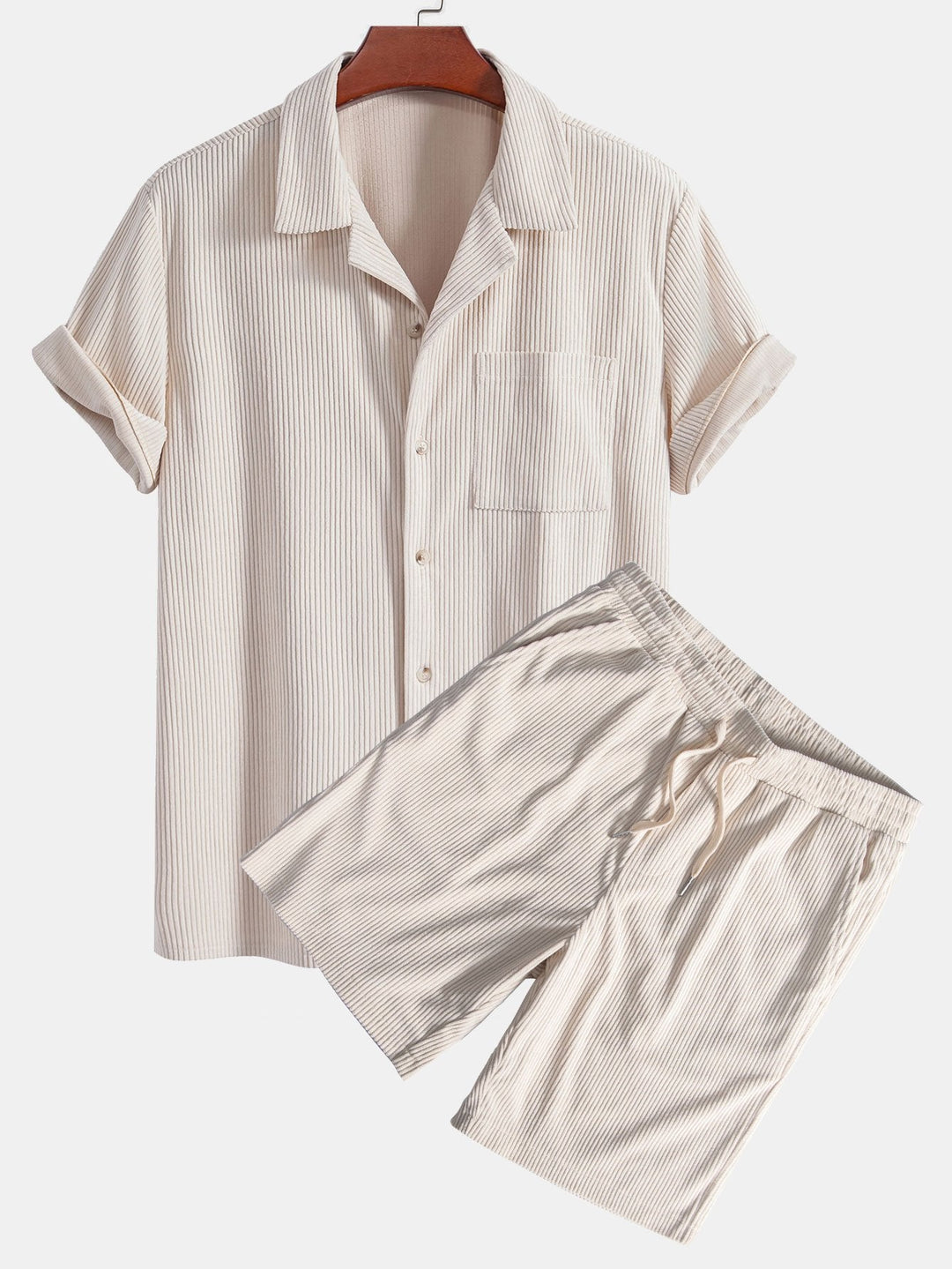Kurzärmeliges Corduroy Kubanisches Hemd & Shorts