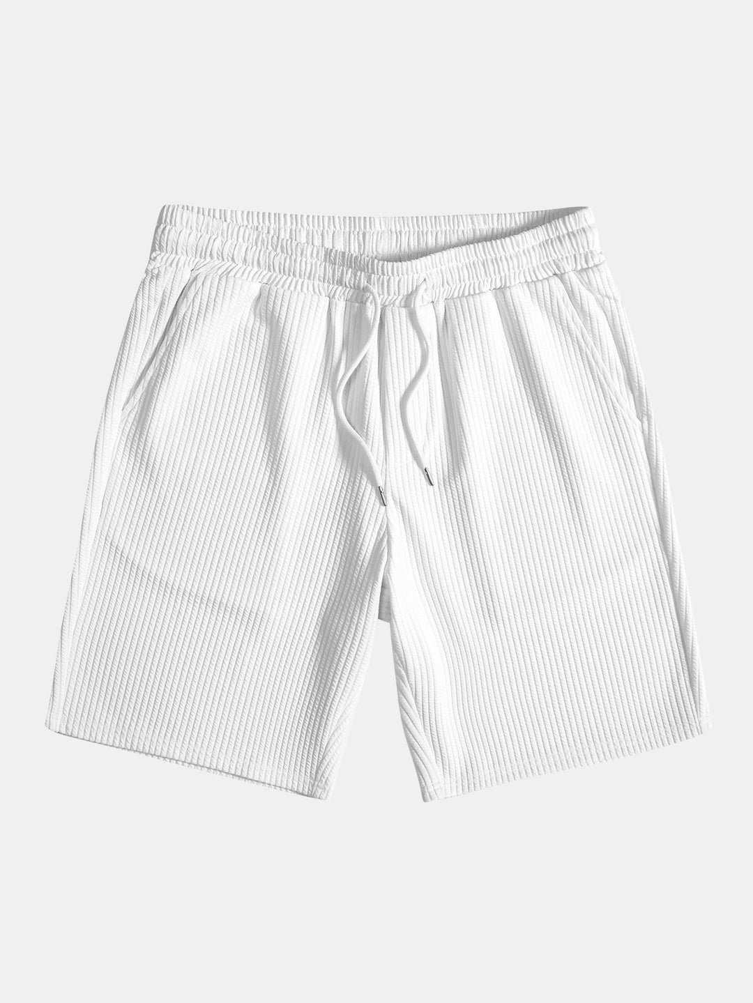 Muscle Fit Geripptes Stehkragen Hemd & Shorts