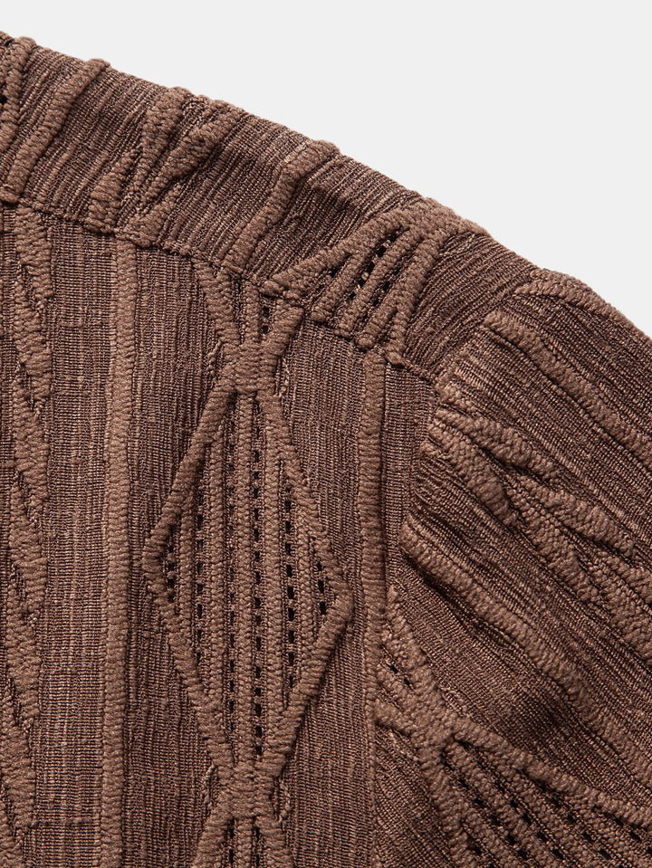 Geometrisches Jacquard-Kubanisches Hemd mit Ösen & strukturierte Shorts mit Futter