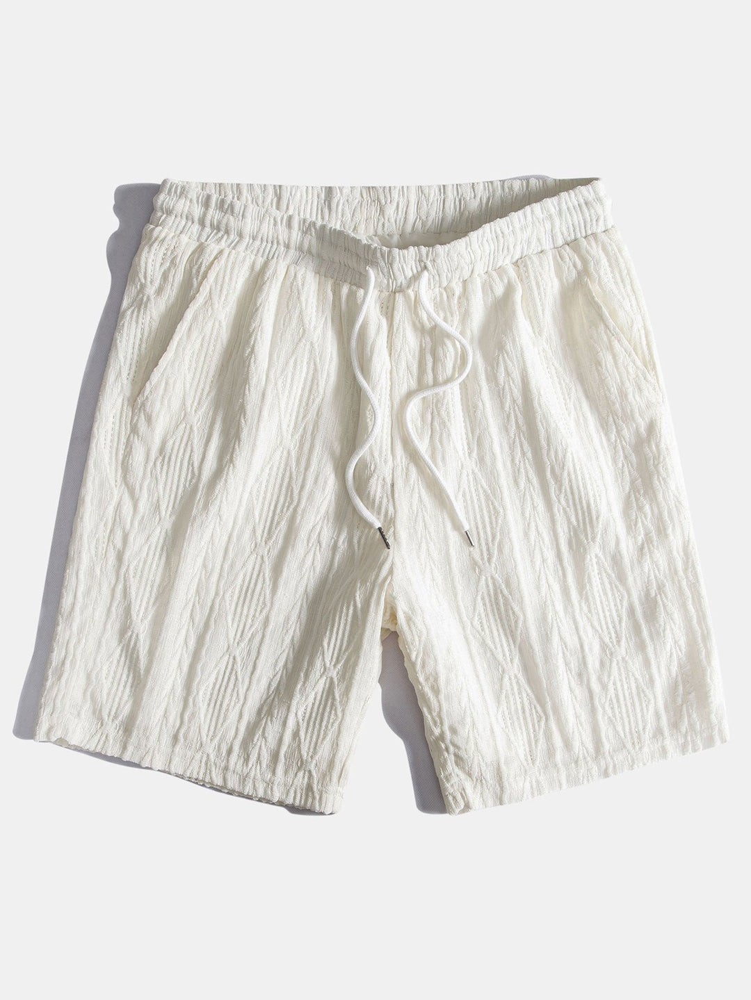 Geometrisches Jacquard-Kubanisches Hemd mit Ösen & strukturierte Shorts mit Futter