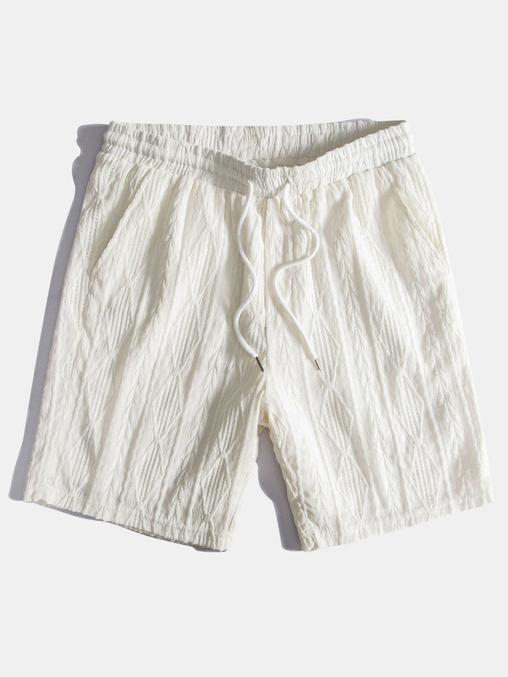Geometrisches Jacquard-Kubanisches Hemd mit Ösen & strukturierte Shorts mit Futter
