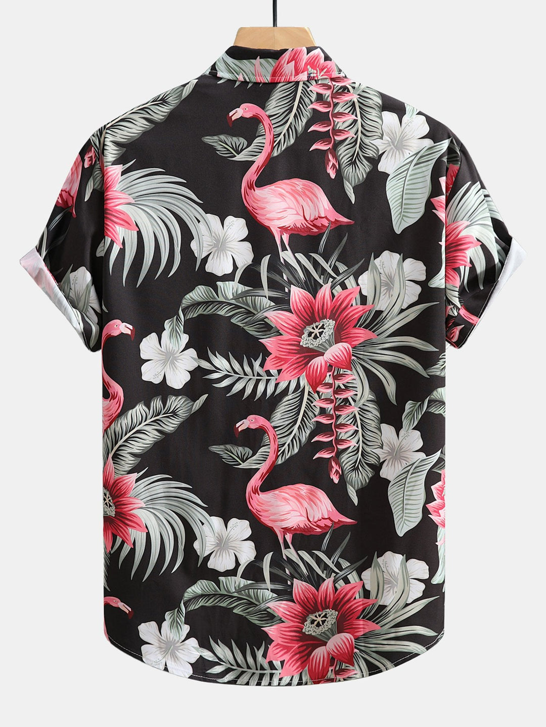 Flamingo-Blumenmuster Hemd mit Knopfleiste und Shorts zum Schwimmen