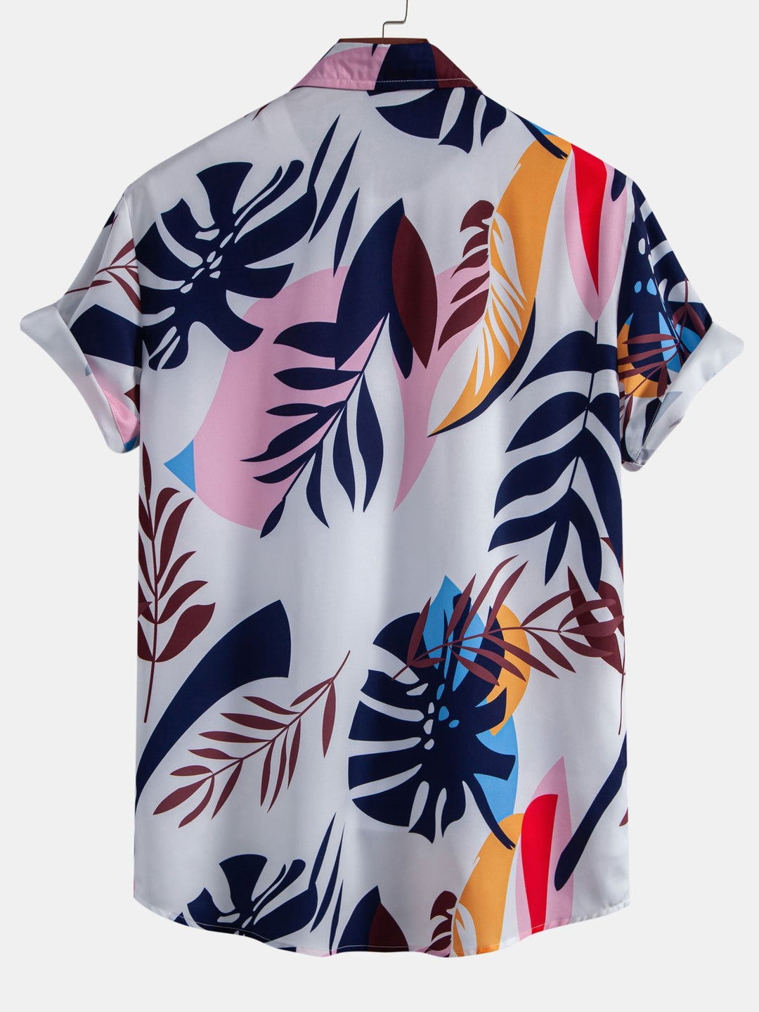 Leaf Farbe Block Print Button Up Shirt & Swim Short