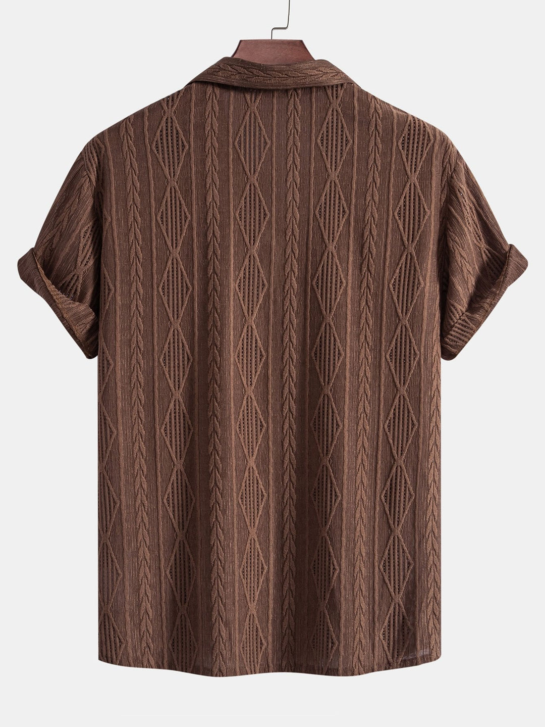 Geometrisches Jacquard-Kubanisches Hemd mit Ösen & strukturierte Shorts mit Futter