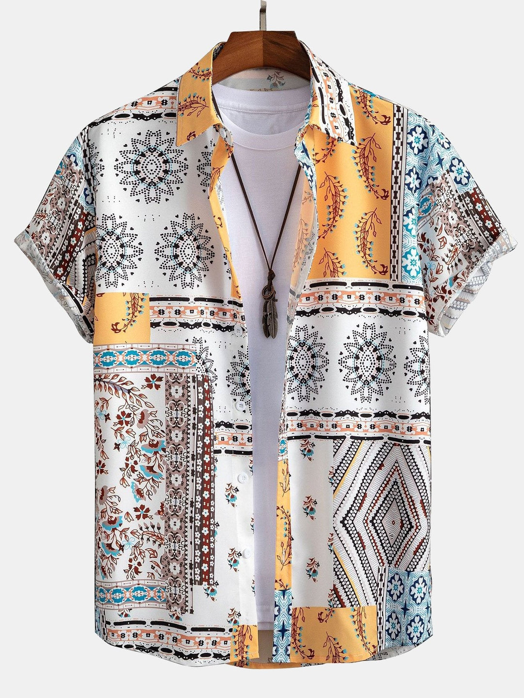 Schal Print Hemden mit Knöpfen & Shorts