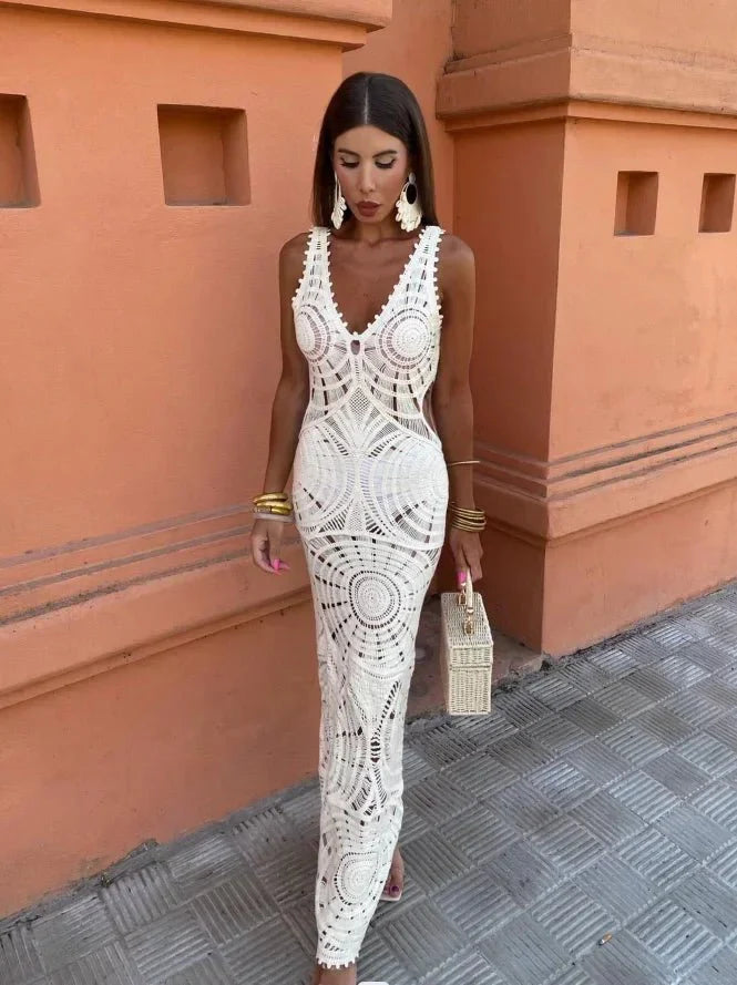 Sommerfeld | Elegantes Maxikleid in Häkeloptik