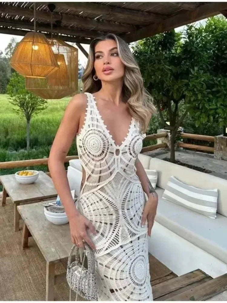 Sommerfeld | Elegantes Maxikleid in Häkeloptik