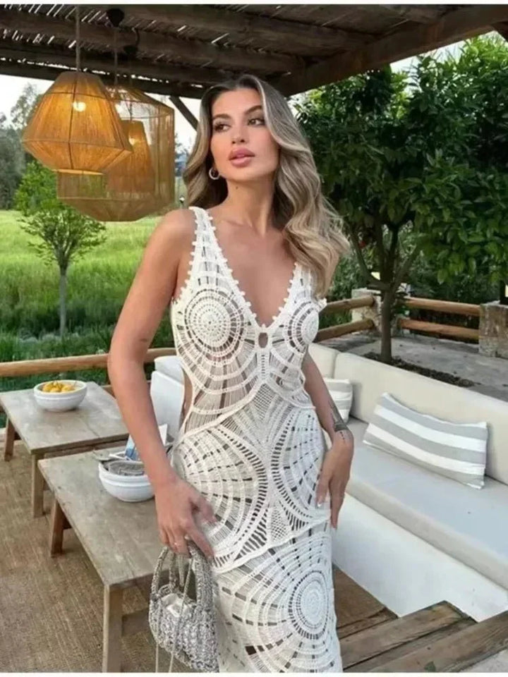 Sommerfeld | Elegantes Maxikleid in Häkeloptik