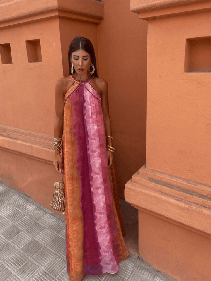 Sommerfeld | Tie-Dye Maxikleid mit amerikanischem Ausschnitt