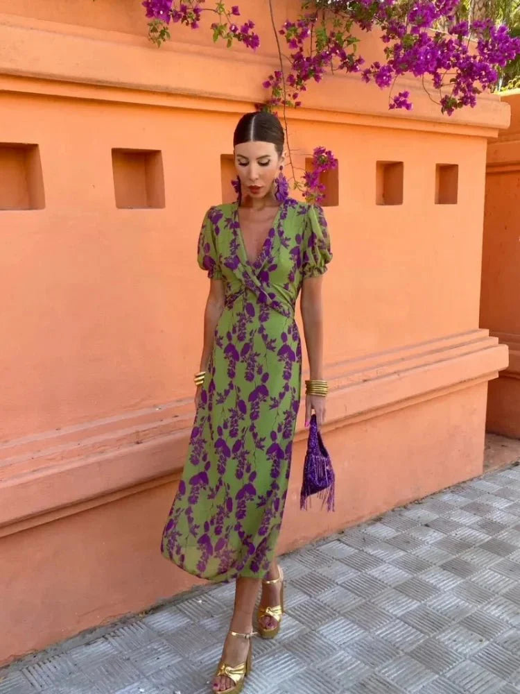 Sommerfeld | Midikleid mit Wickeldetail und floralem Muster