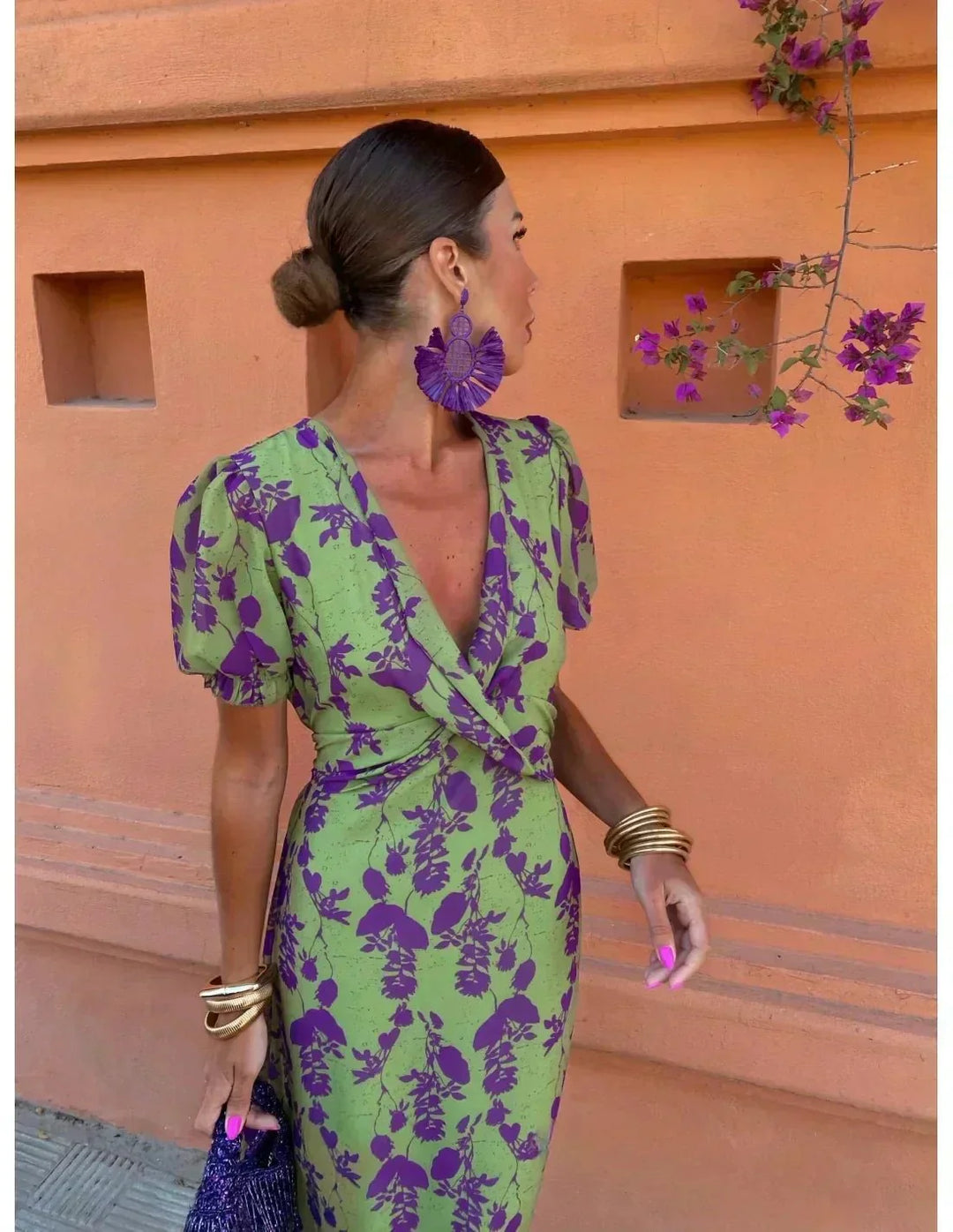 Sommerfeld | Midikleid mit Wickeldetail und floralem Muster