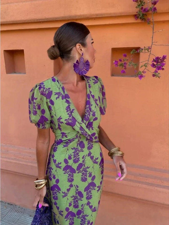 Sommerfeld | Midikleid mit Wickeldetail und floralem Muster