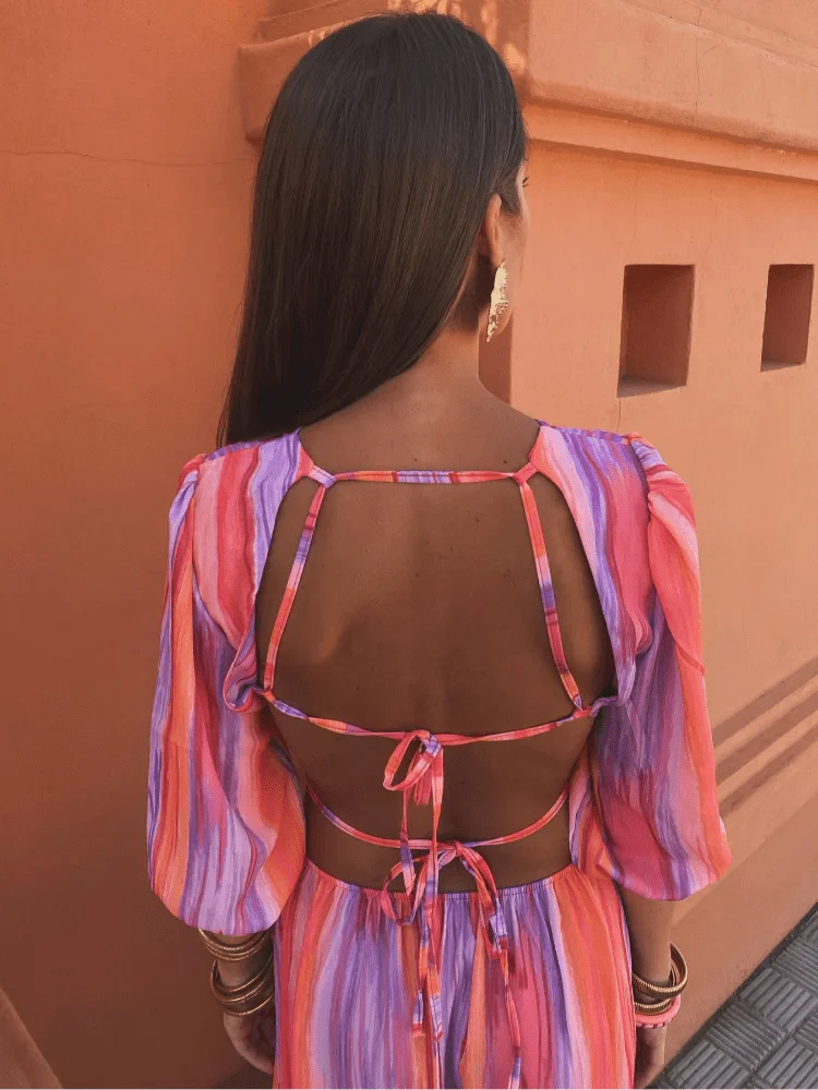 Sommerfeld | Maxikleid mit Taillenausschnitten und vertikalem Muster