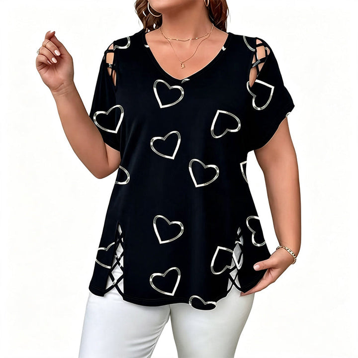 Sommerfeld | Damen T-Shirt mit Herzmuster und V-Ausschnitt (1 kaufen, 1 GRATIS dazu)