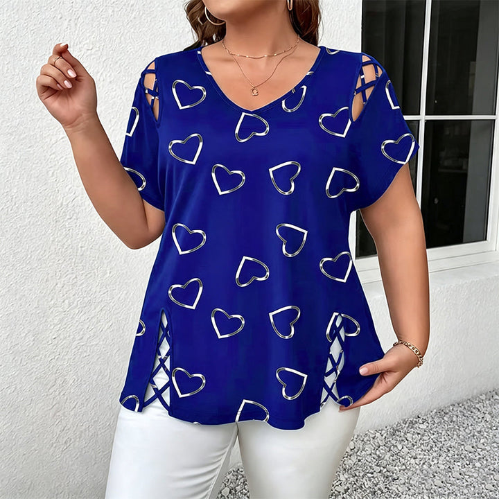 Sommerfeld | Damen T-Shirt mit Herzmuster und V-Ausschnitt (1 kaufen, 1 GRATIS dazu)