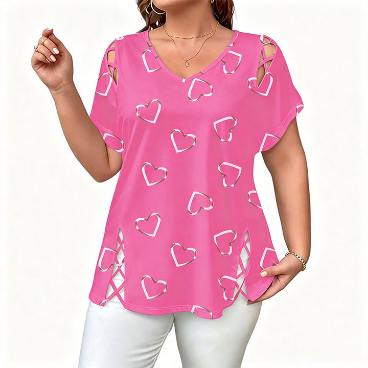Sommerfeld | Damen T-Shirt mit Herzmuster und V-Ausschnitt (1 kaufen, 1 GRATIS dazu)